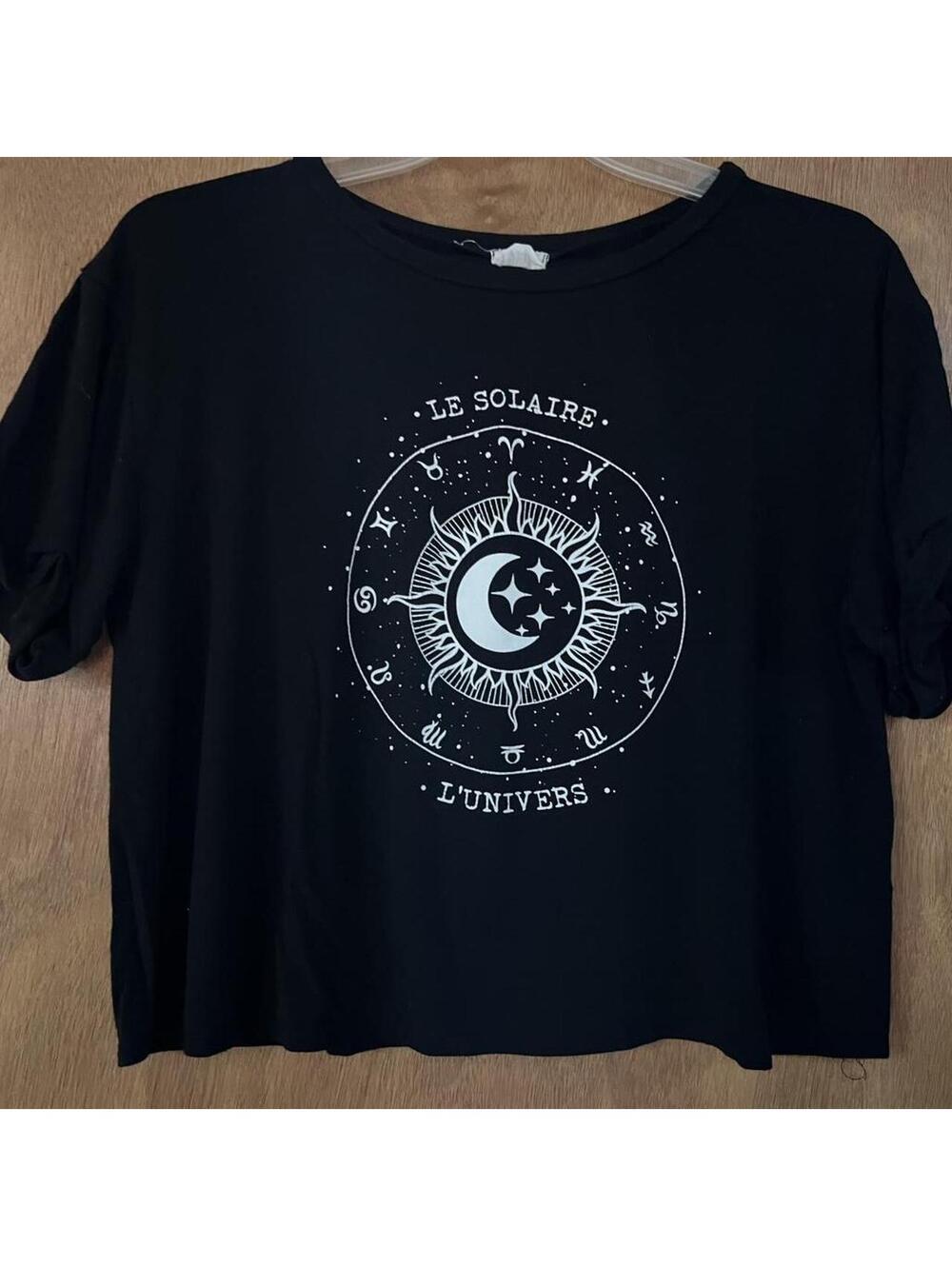 Funky Pink Whimsigoth Celestial Tee L Le Solaire Moon Crop